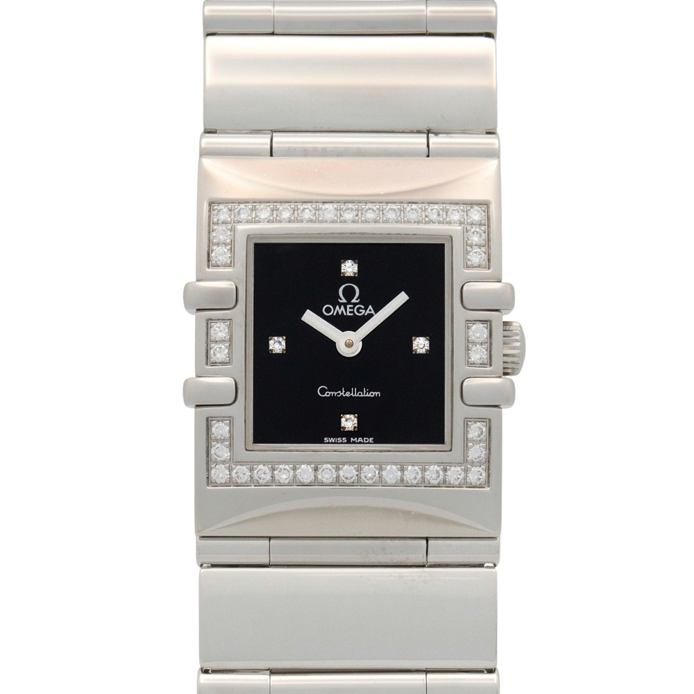 Omega Constellation Quadra Women's Watch, Stainless Steel, Diamond, Black, 15...